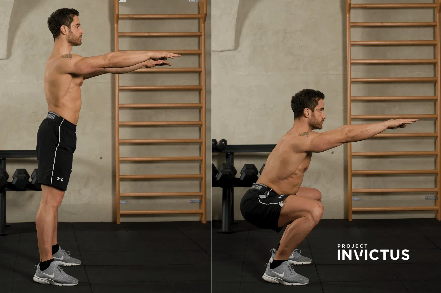 Air Squat posizione giusta inizio e in basso