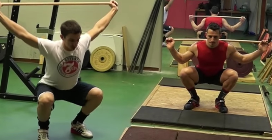 squat riscaldamento per esercizi con i pesi