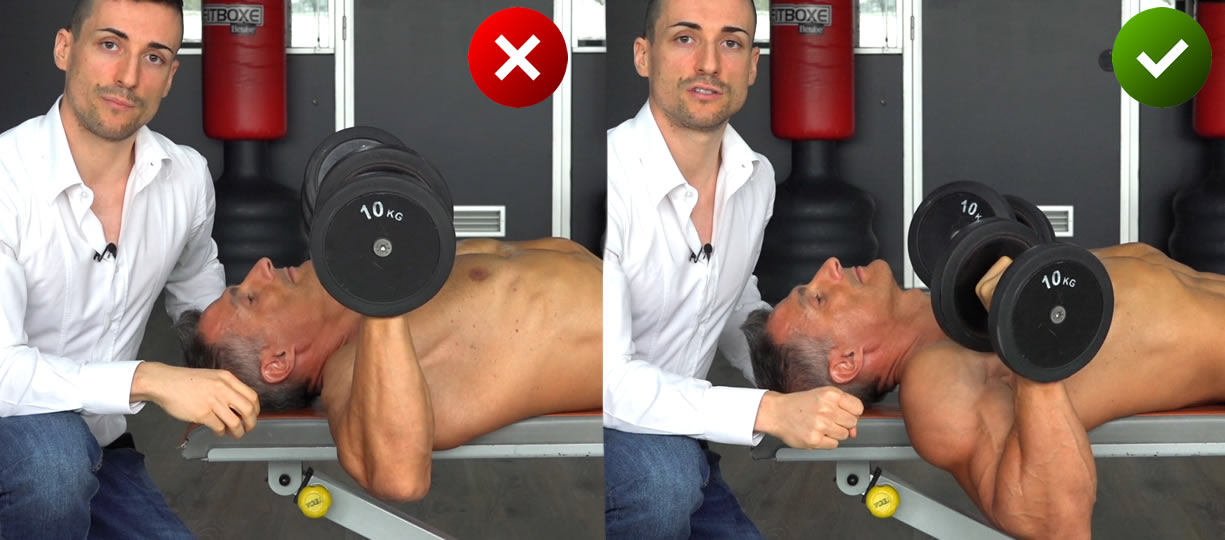 panca piana manubri gomito