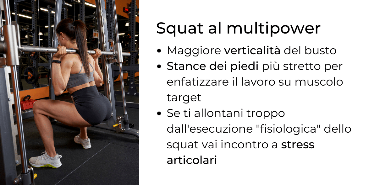 squat al multipower per i glutei